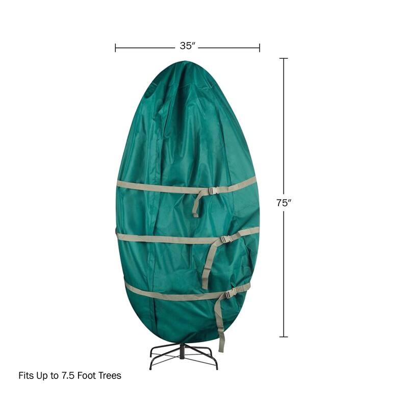 Upright Christmas Tree Storage Bag - Canvas Cover for 7.5-Foot Artificial Trees by Tiny Tim Totes (Green)