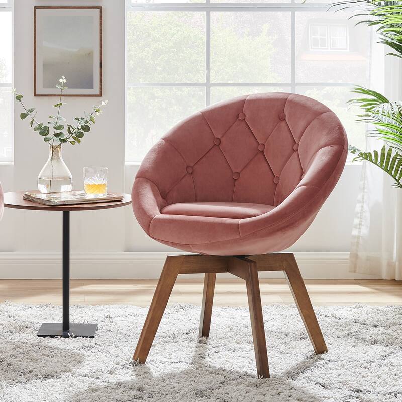 Carson Carrington Kallax Swivel Accent Chair - Velvet Pink