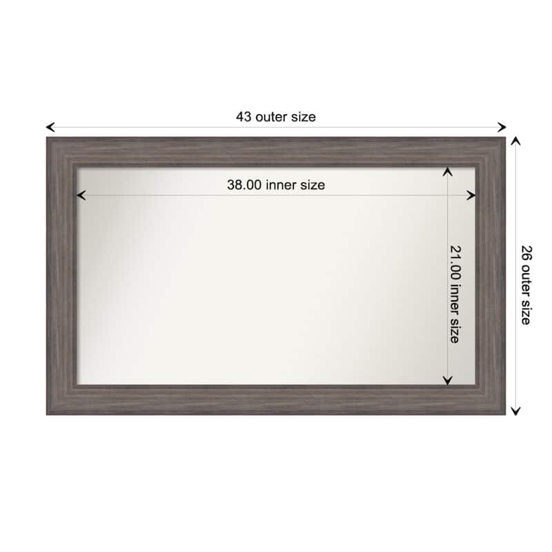 Country Barnwood Framed Non-Beveled Custom Wall Mirror, Bathroom Vanity Mirror - Outer Size: 43.25 x 26.25