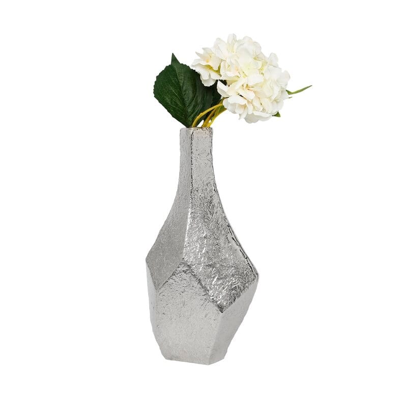Silver Dimensional Centerpiece Vase Raw Finish - 15"H