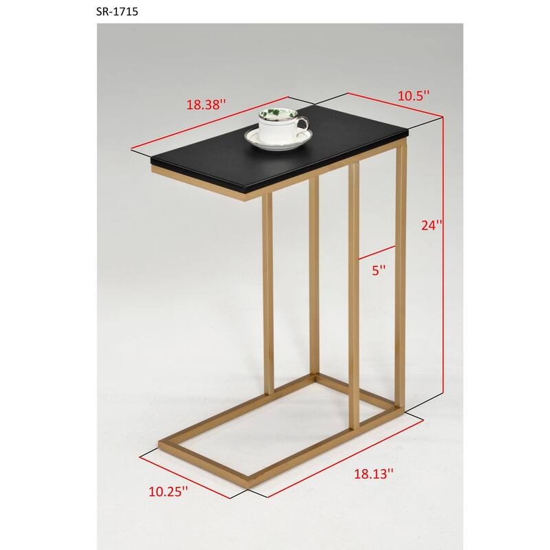 Narrow Side End Table for Sofa Couch and Bed Snack, Gold/Black
