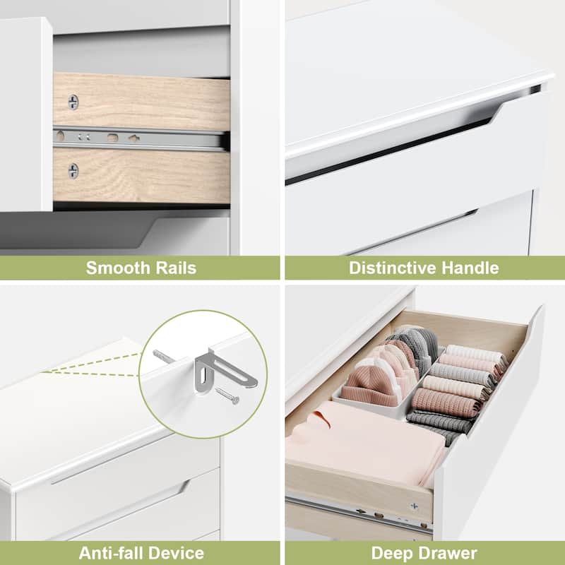 3/4/5/6 Drawer Dresser, Chest of Drawers with Large Storage, Tall Dresser and Organizer Wooden Cabinet
