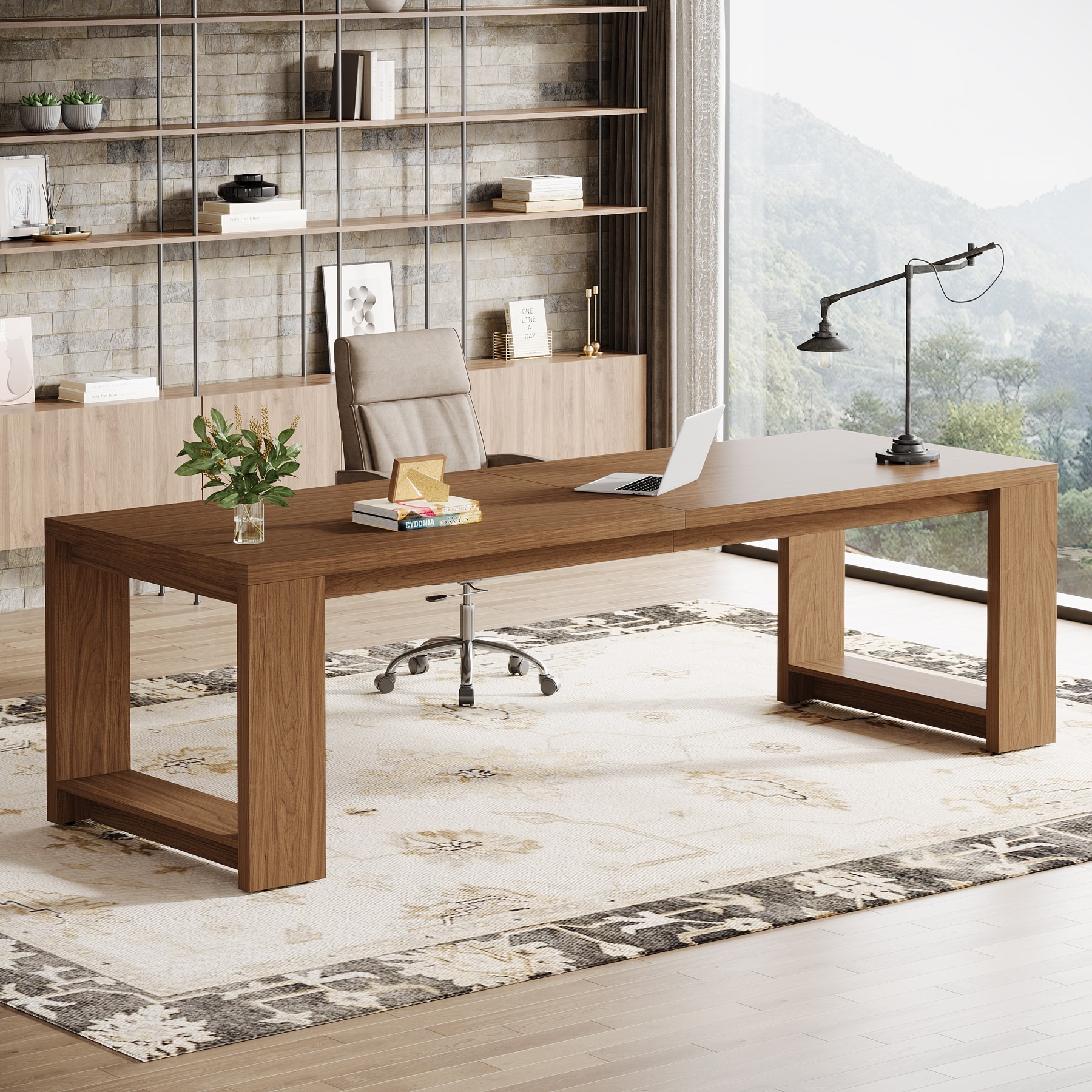 86.6 Inch Extra Long Desk Writing Table Large Desk Workstation Desk