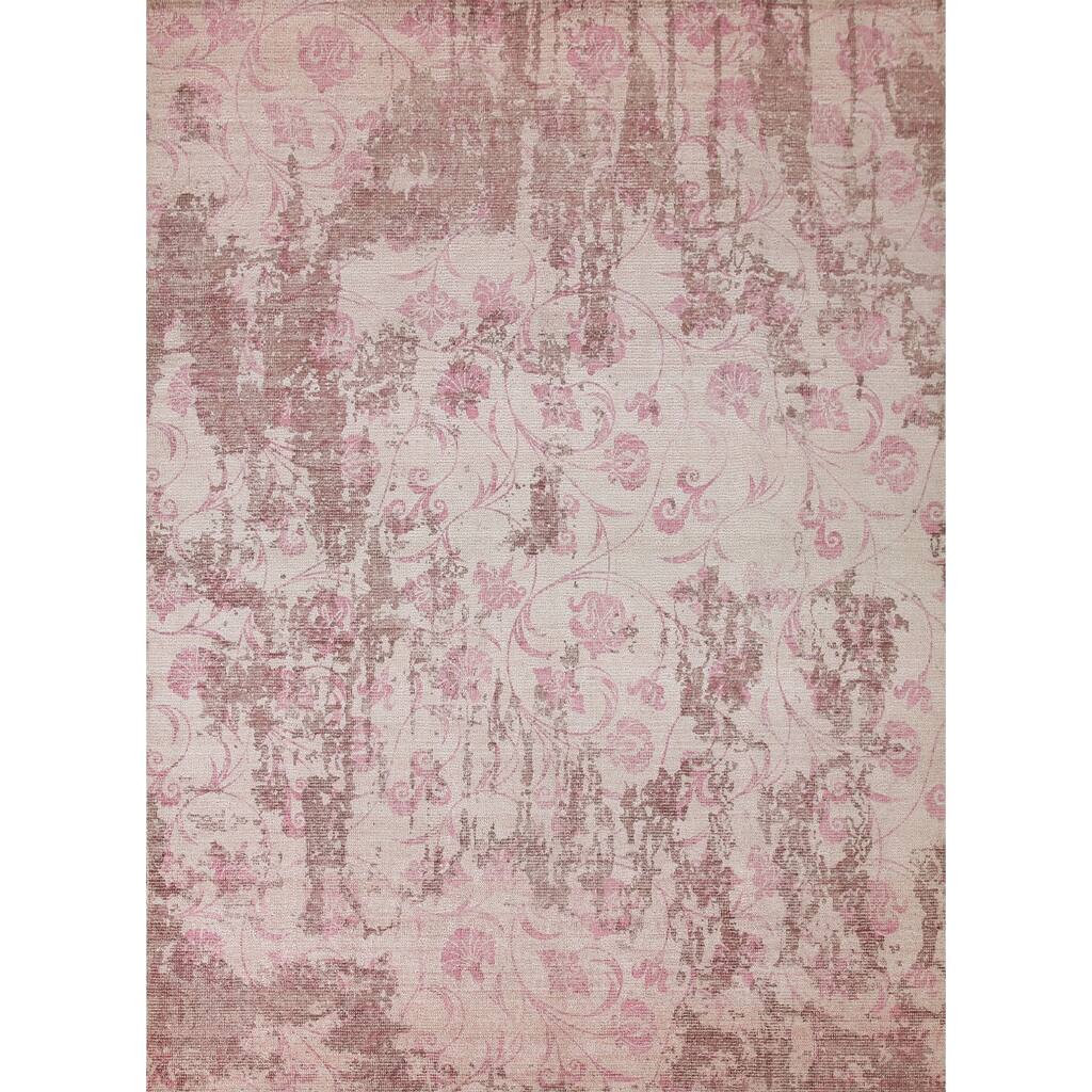 Abstract Modern Oriental Area Rug Hand-Knotted Wool Carpet - 8'0"x 10'0"