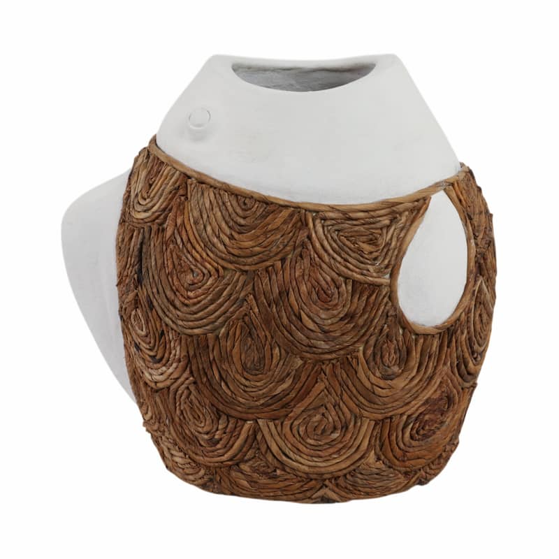 Pottery Terracotta Decorative Vase with Woven Banana Fiber Detailing