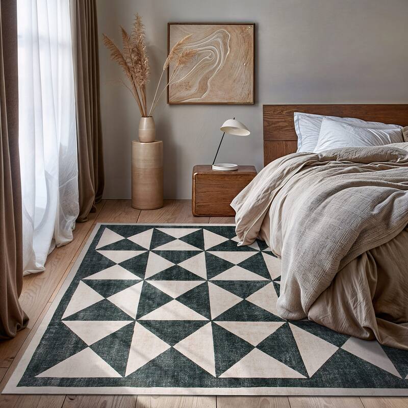 World Rug Gallery Geometric Diamond Washable Non Slip Area Rug
