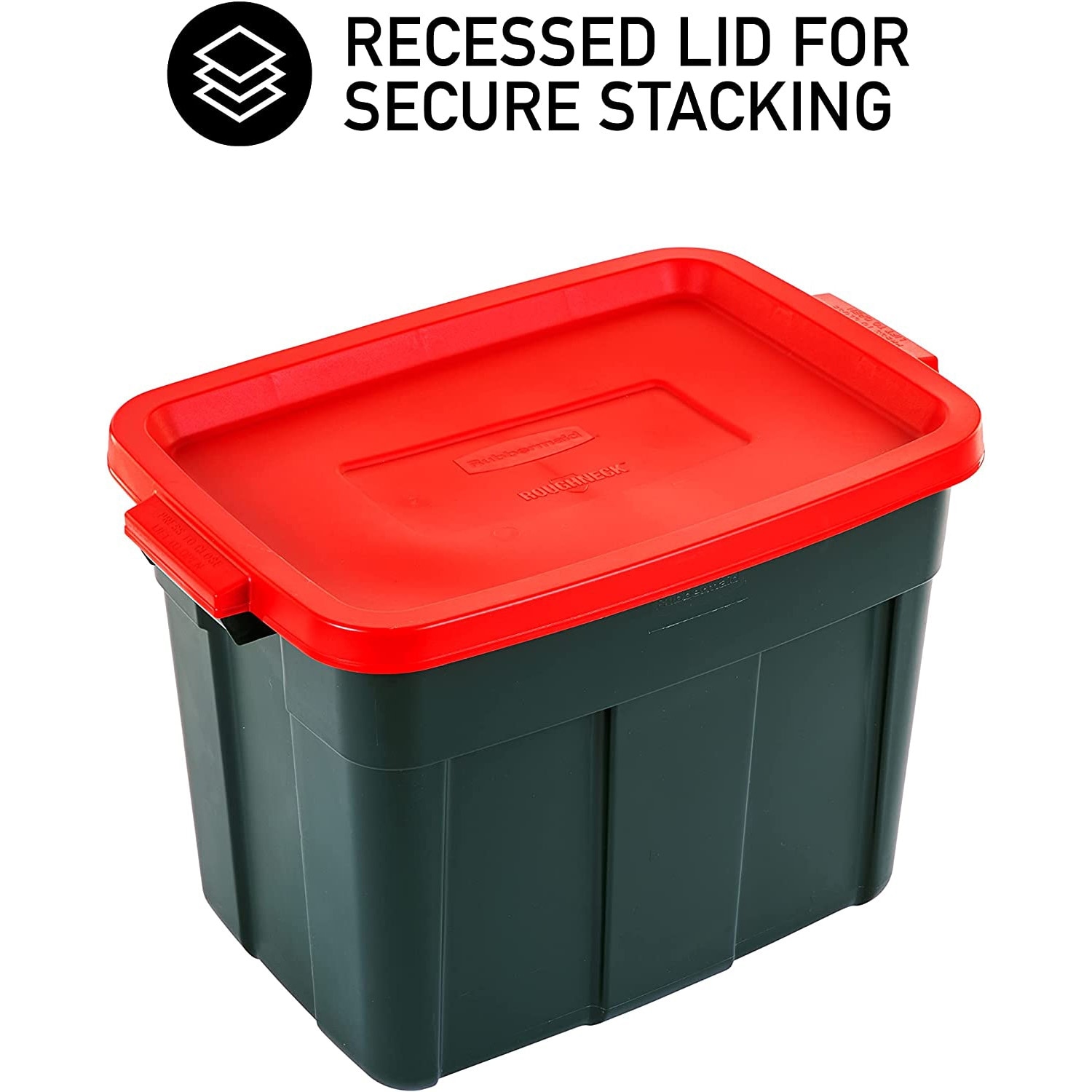 Rubbermaid Roughneck 18 Gal Plastic Holiday Storage Tote Green