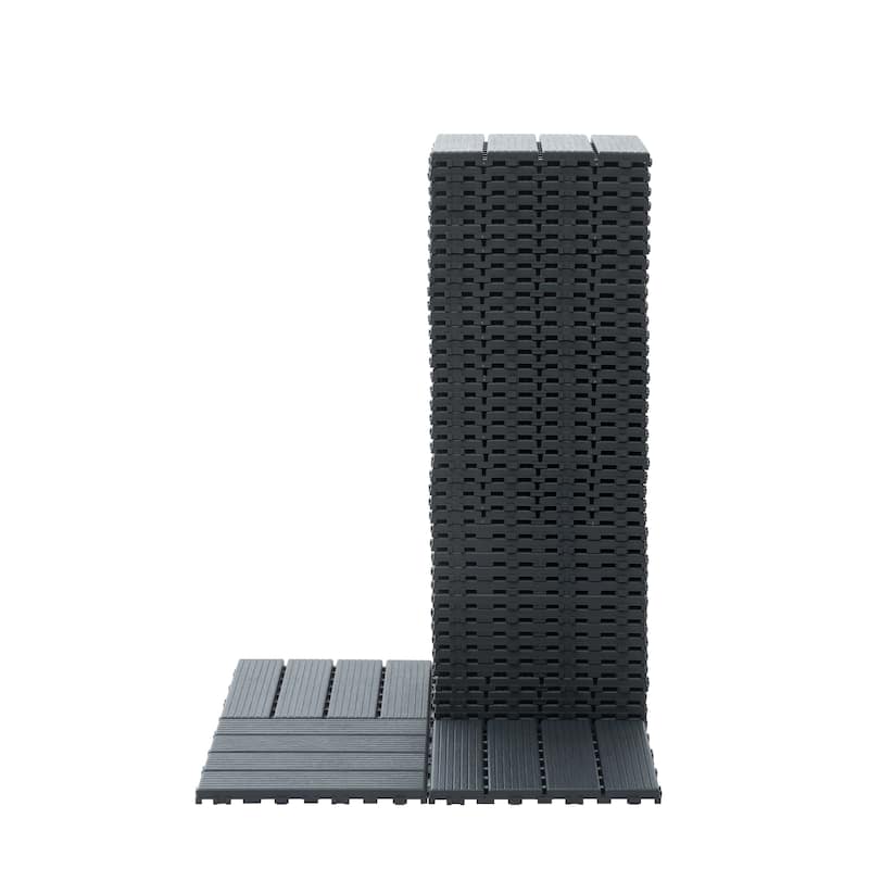 44 Pack 12"x12" Square Patio Plastic Interlocking Deck Tiles, Waterproof Outdoor All Weather Use, Decking Tiles for Poolside