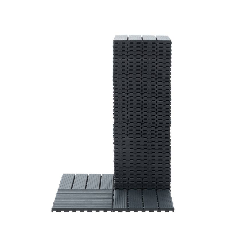 44 Pack Plastic Interlocking Deck Tiles 12"x12" Square Waterproof Outdoor Deck Tiles All Weather for Poolside Balcony Backyard