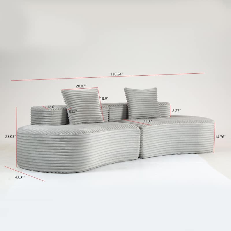 Moon Bay Lounge Couch Curved Sectional Sofa Corduroy Compressed Sofa