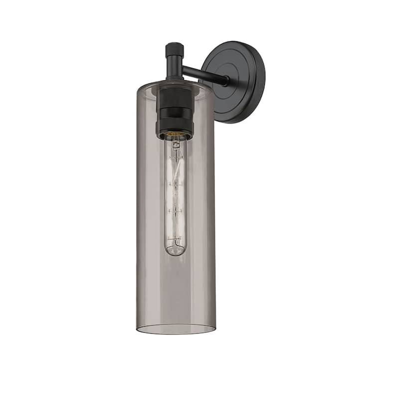 Innovations Lighting 434-1W-5-4 Crown Point Sconce Crown Point 16" - Matte Black / Plated Smoke