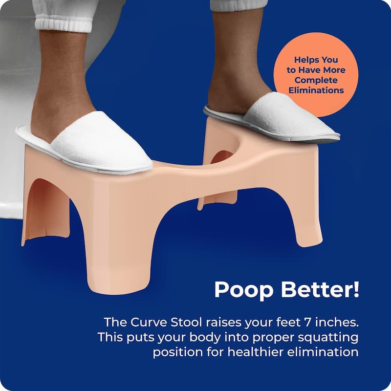 Squatty Potty Simple Bathroom Toilet Stool, Peach 7 Inch Ergonomic Stool - Posture-Enhancing Bathroom Footrest - Peach Fuzz