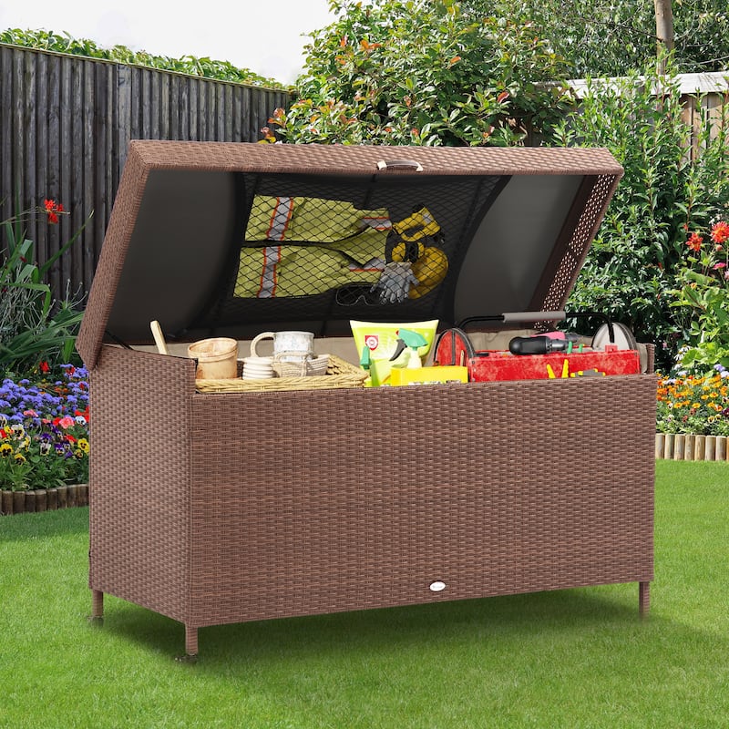 200 Gallon Outdoor Wicker Deck Box - N/A