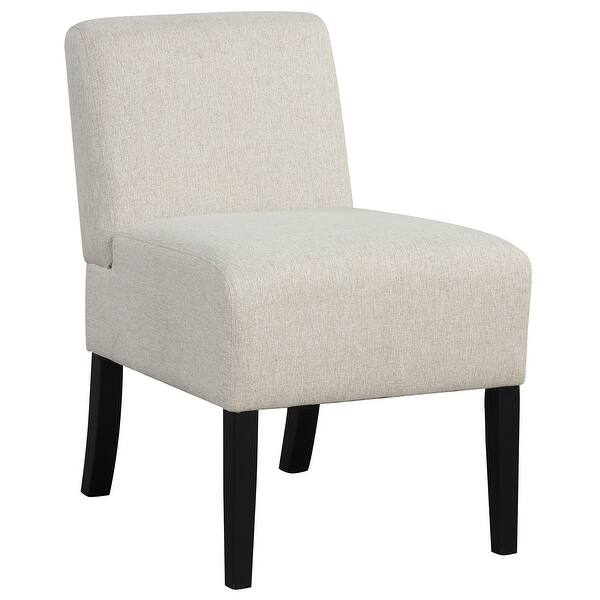 slide 2 of 26, Gymax Armless Accent Chair w/ Rubber Wood Legs Modern Vanity Chair for Beige