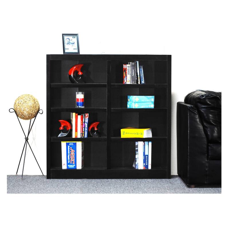 Concepts in Wood Double Wide Wood Bookcase, 8 Shelf, 48 inch Tall - Espresso
