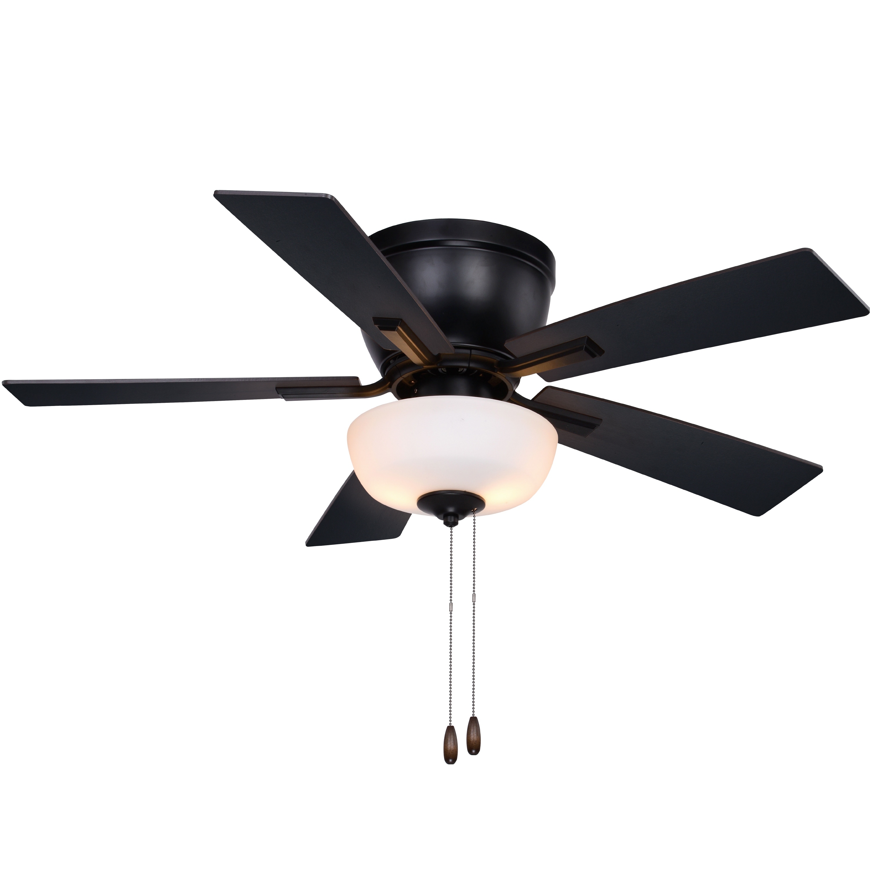 Black Ceiling Fan Light Kit LED 5 Blades Pull Chain Downrod Reversible 52 in 