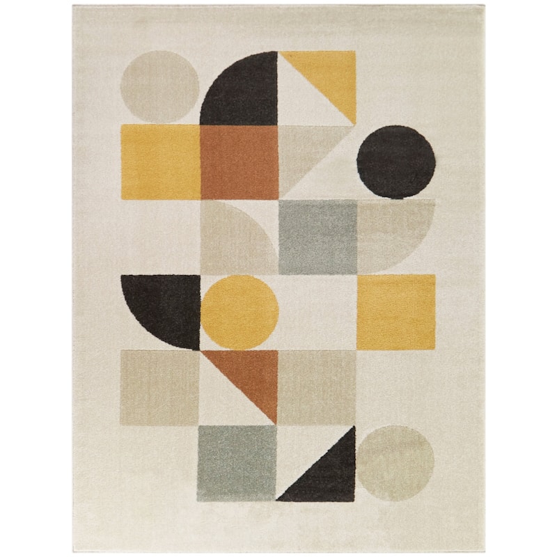 Aden Modern Geometric Area Rug - 7'10" x 10' - Cream