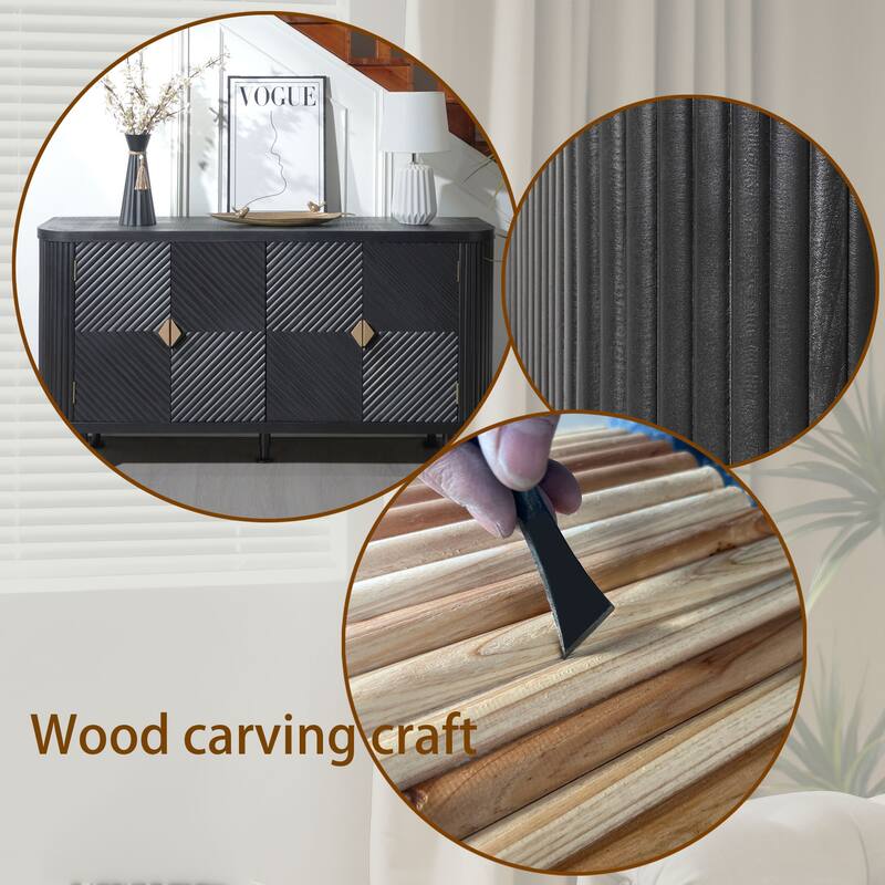 Modern Accent Storage Cabinet with 4 Doors, Sideboard Buffet Cabinet with Adjustable Shelves for Entryway Living Room