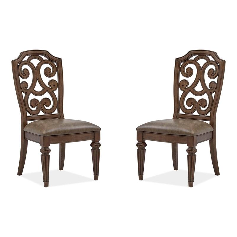 Magnussen Home Durango Willadeene Brown Upholstered Side Chair Two Pack - 21''W x 25''D x 42''H - 21''W x 25''D x 42''H - Set of 2 - Willadeene Brown - Dining Height