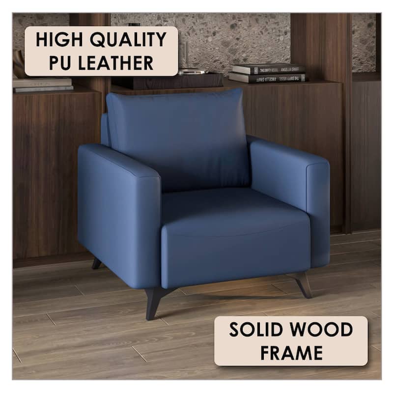 Single-Seater Sofa Modern Armchair Upholstered Vegan Leather with Metal Legs Removable Cushions Inno Series by LeisureMod