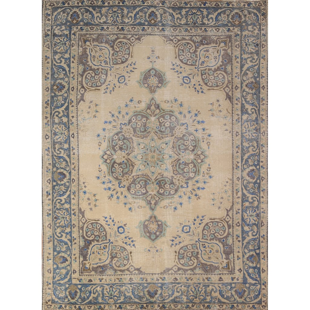 Medallion Tabriz Persian Area Rug Oriental Handmade Floral Wool Carpet - 6'4"x 8'10"