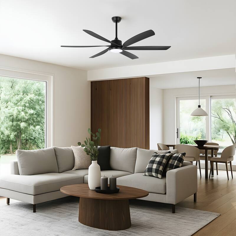 64" Large Propeller LED Ceiling Fan with Remote Control and Light Kit