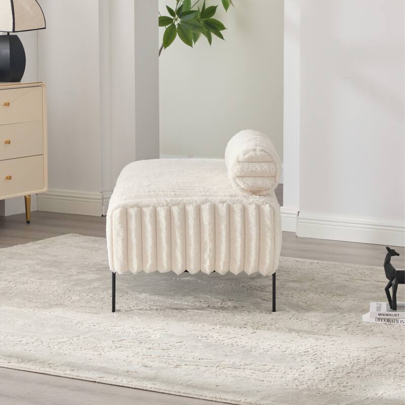 49.6"W Oversized Modern Upholstered Bench Ottoman with Metal Legs