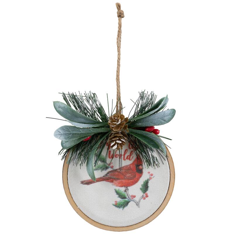 5.25" "Joy to the World" Cardinal Christmas Disc Ornament