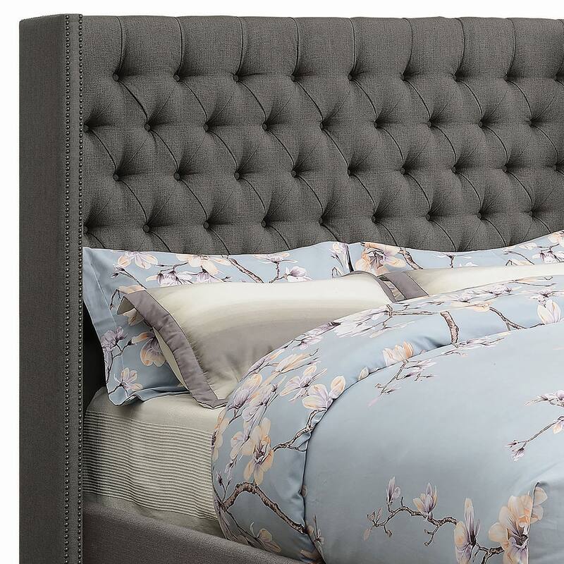 Bancroft Transitional Fabric Upholstered Wingback Bed
