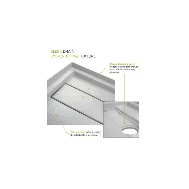 Transolid Linear 60" x 30" Alcove Shower Base with Right Hand Drain - 60" x 30" - 60" x 30"