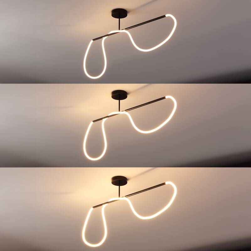 Lisette Contemporary Minimalist 360 Adjustable Silicone Neon Rope Dimmable Linear Integrated LED Flush Mount, by JONATHAN Y