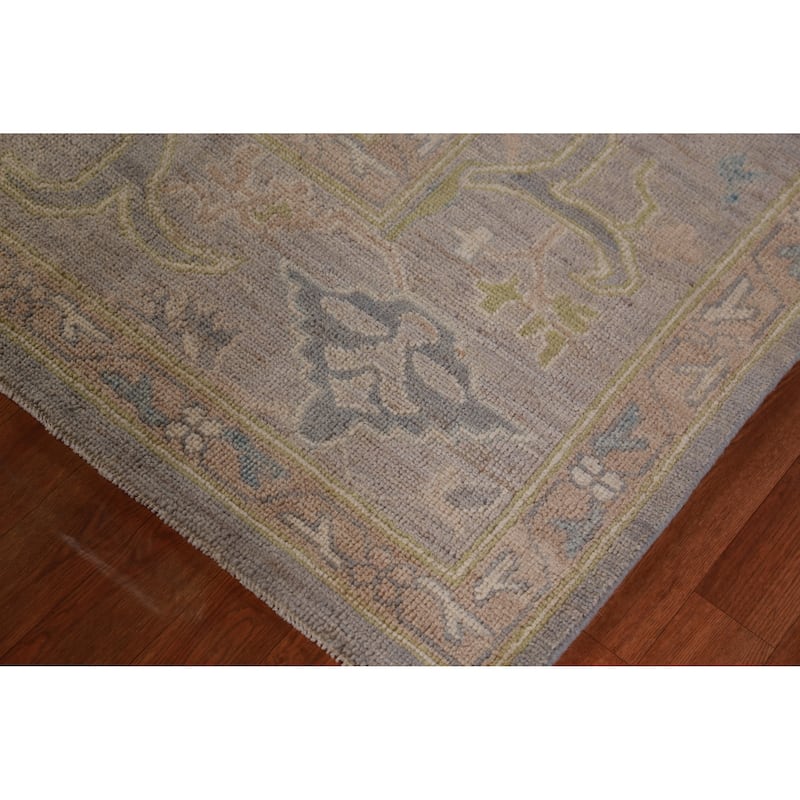 Hand Knotted Oriental 100% Wool Carpet Transitional All-Over Greys & Charcoal Oushak Area Rug - 9' 10'' X 8' 1''