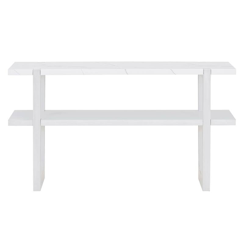 Elegant Console Table with Marble-Effect Top and Versatile Storage Solutions for Entryway and Living Room