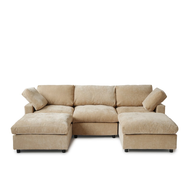 Modern Cloud Sectional Couches for Living Room Set, Chenille U-shaped Sofa Couch