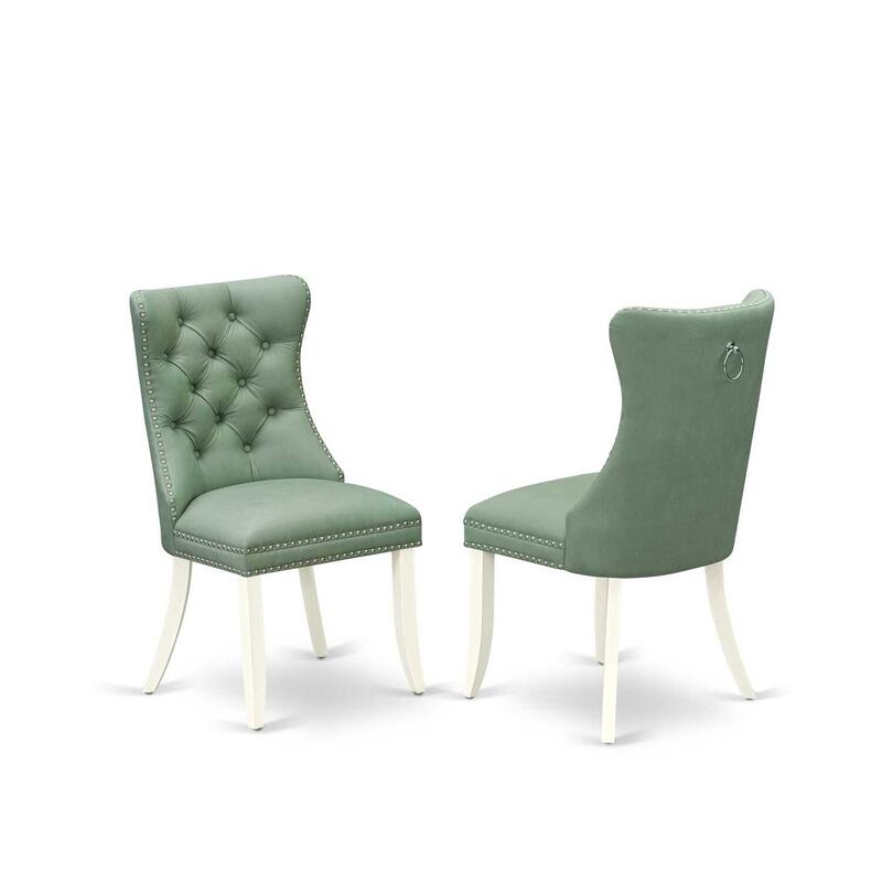 Parson Dining Chairs Set of 2 - Upholstered Padded Chairs with Nailhead Trim - Modern Kitchen Dining Room Seating