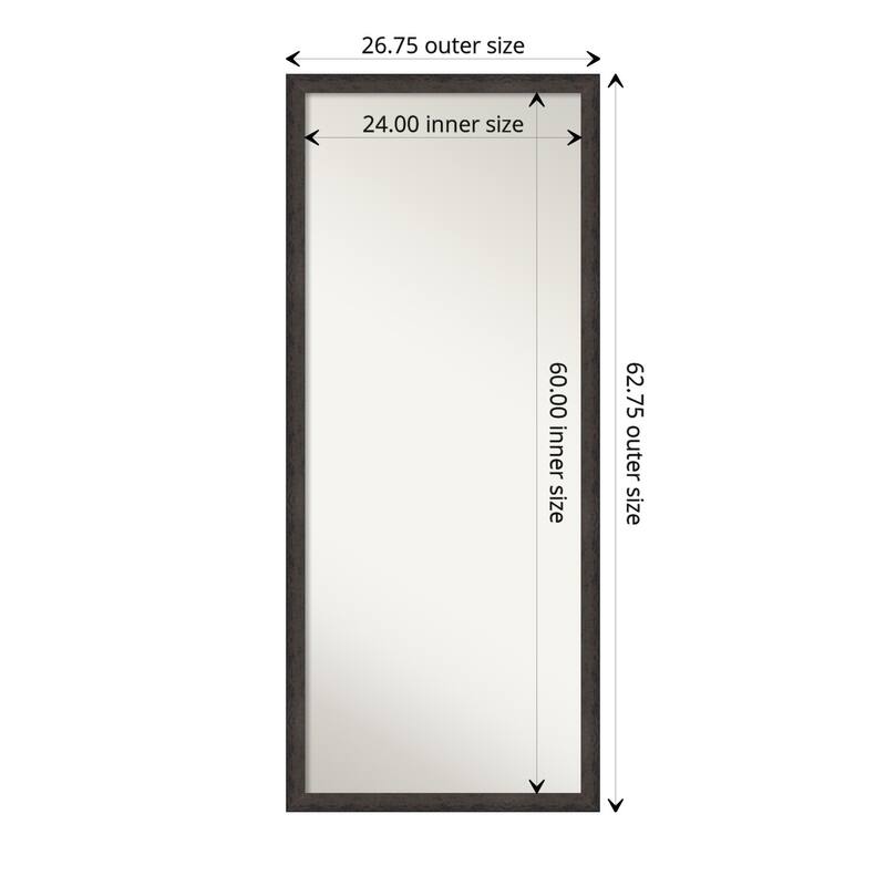 Dappled Narrow Non-Beveled Wood Framed Full-Length Floor Leaner Mirror - Glass Size 24x60 - Dappled Black Brown Narrow