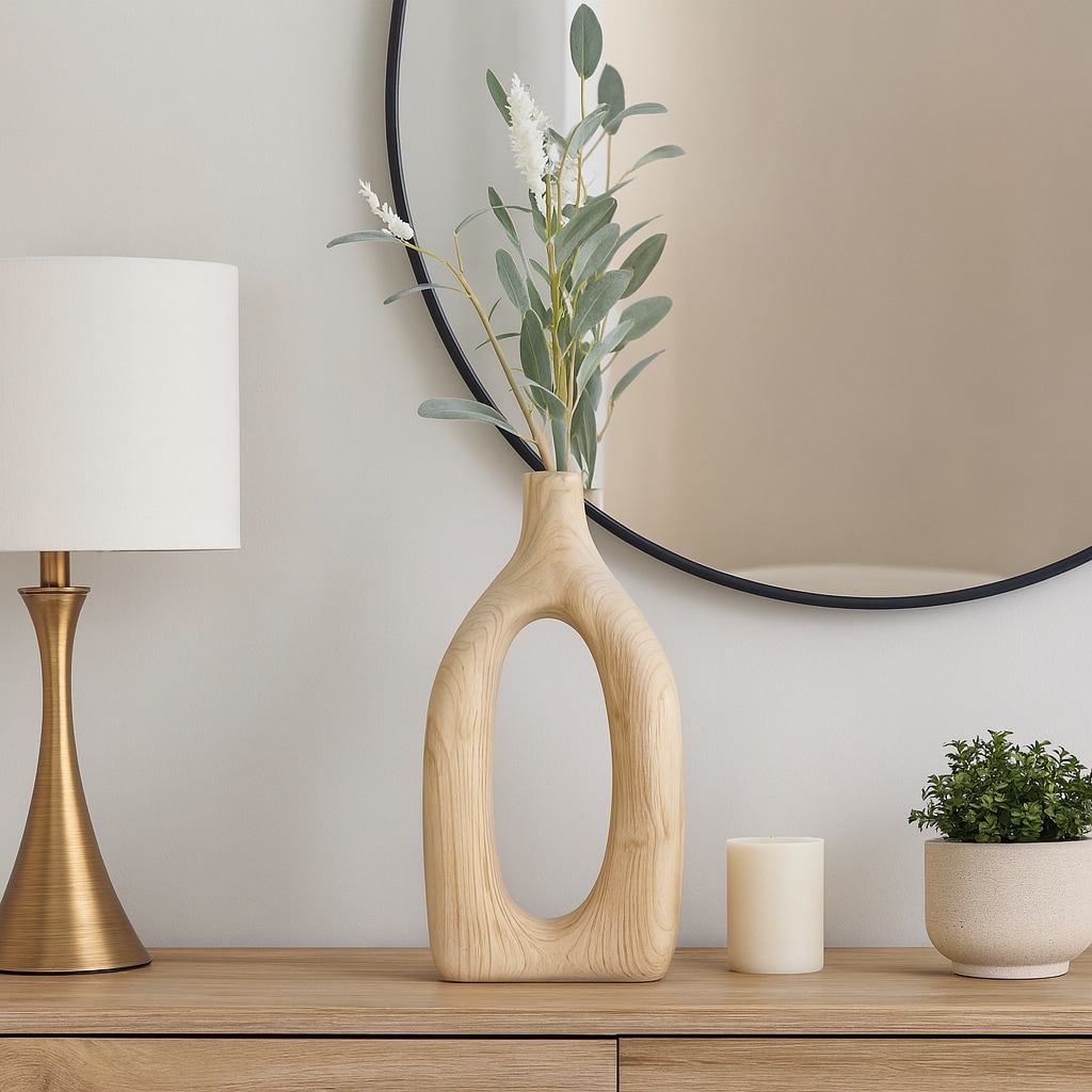 Wood Decorative Vase Modern Cut-out Design