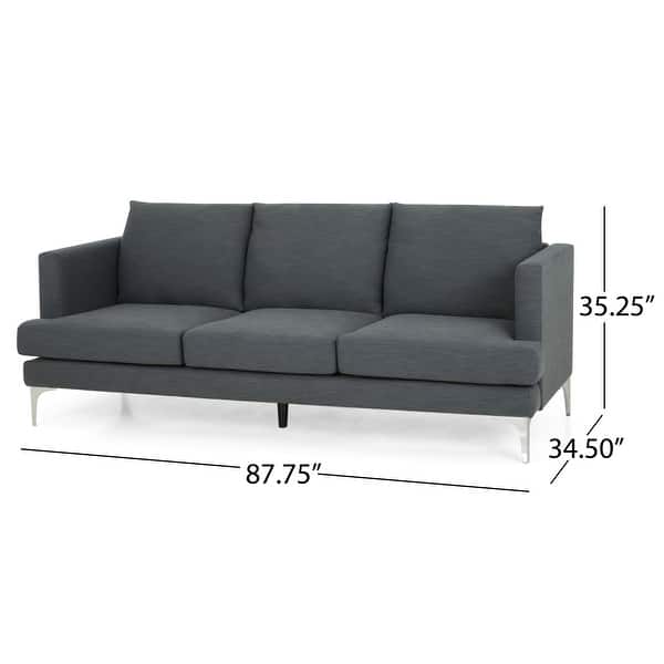dimension image slide 1 of 3, Cason Modern 3-Seater Fabric Sofa by Christopher Knight Home - 87.75" W x 34.50" D x 35.25" H