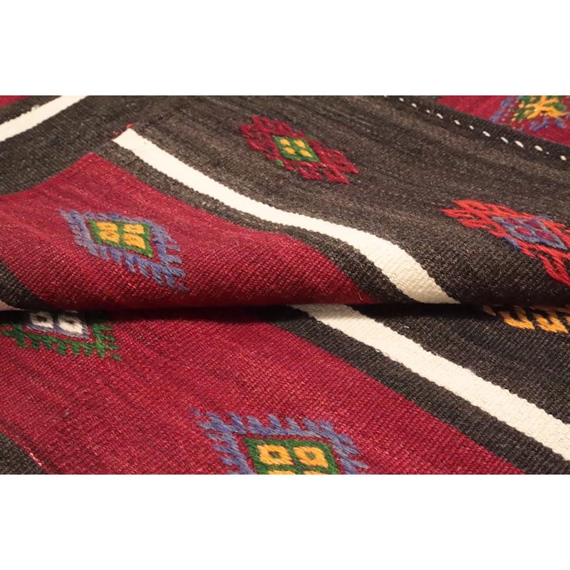 Hand Woven Oriental 100% Wool Carpet Southwestern Tribal Red Kilim Area Rug - 10' 5'' X 6' 0''