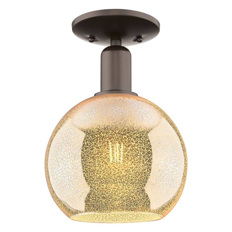 Innovations Lighting Endless Possibilities Arcadia - Athens - 1 Light 8" Semi-Flush Mount - Mercury/Oil Rubbed Bronze