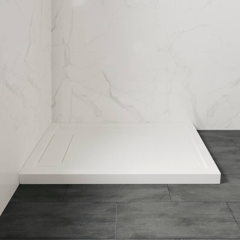 OVE DECORS Adena White Shower Base 60x36 in white - 48 x 34 x 2.8 inches - Side Hidden