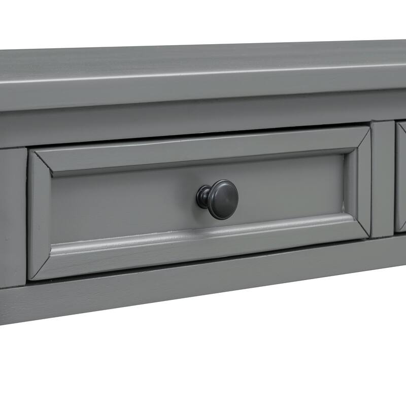 Rustic Wood Console Table Entry Hallway Table, 63" Rectangular Sofa Side Table with 4 Storage Drawers and Bottom Shelf