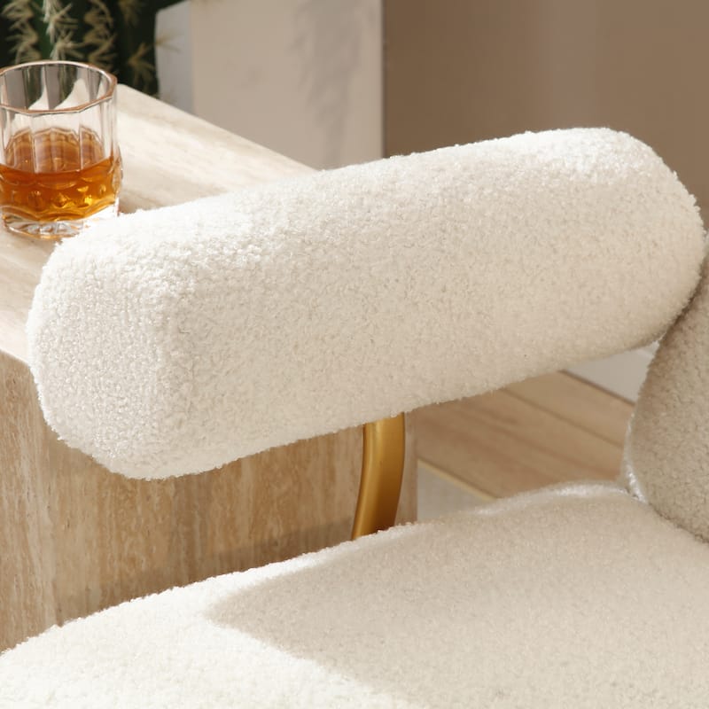 Modern Sherpa Fabric Rocking Armchair with Gold Metal Frame