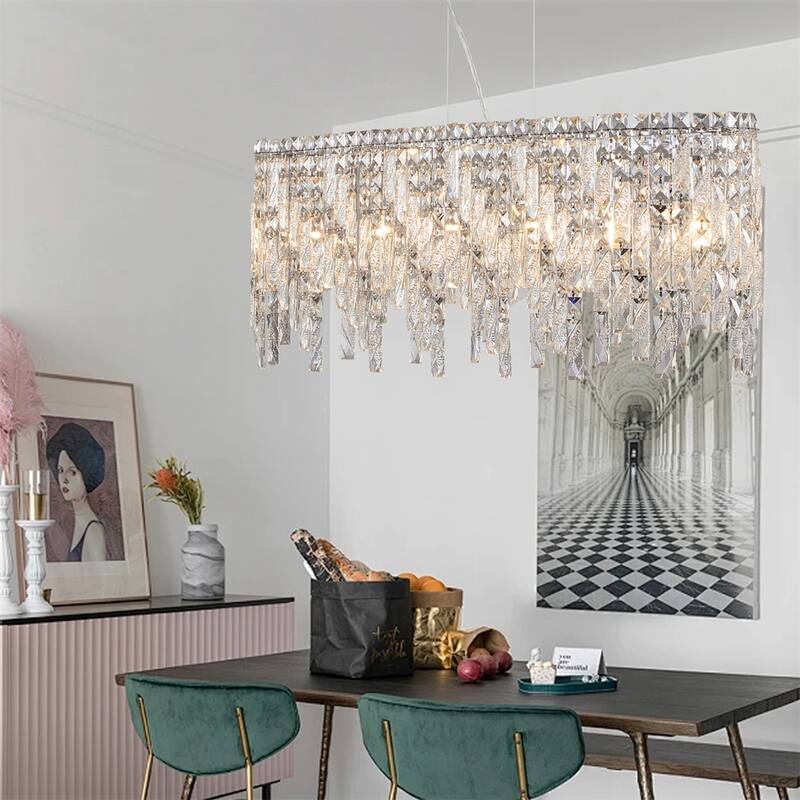 Oval Crystal Chandelier,Ceiling Light Fixture (Bulbs Not Included)