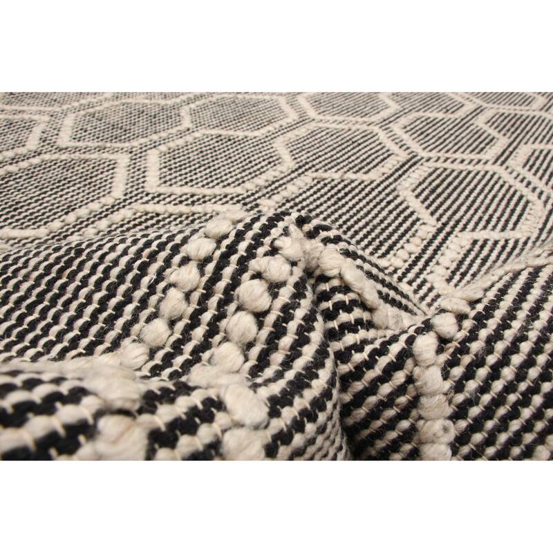 ECARPETGALLERY Braid weave Sienna Black Wool Rug - 5'1 x 7'4