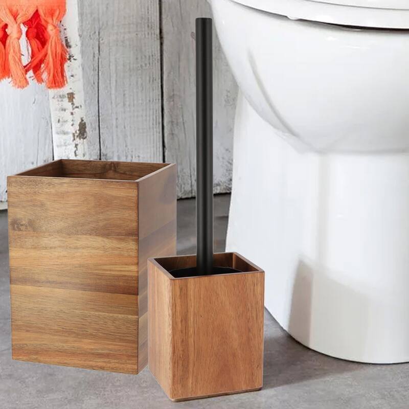 Acacia Wood Bathroom Accessory Set Collection