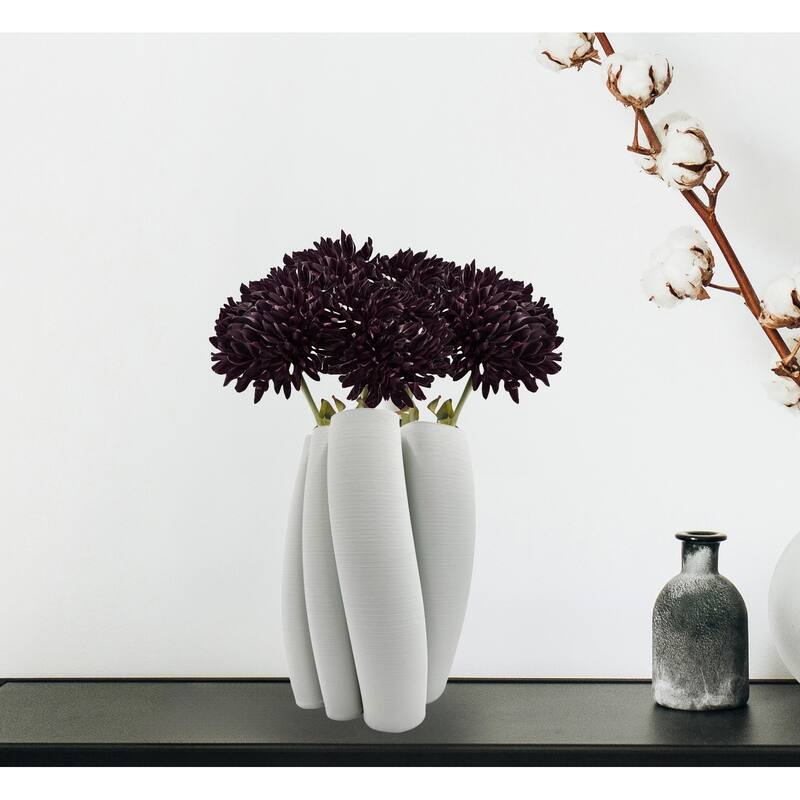 11 Inch Tall White Ceramic Vase