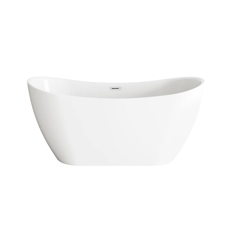Morris Bathtub in Glossy White - Glossy White with Chrome Trim - 59"