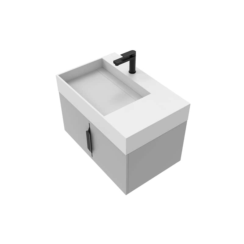 Amazon 30" Wall Mounted Bathroom Left Basin Vanity Set w/ White Top