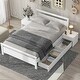 preview thumbnail 2 of 11, Full Size Pine Wooden Platform Kids Bed Frame with 2-Removable Storage Drawers, 2-Bedside Tables & Headboard for Bedroom, White